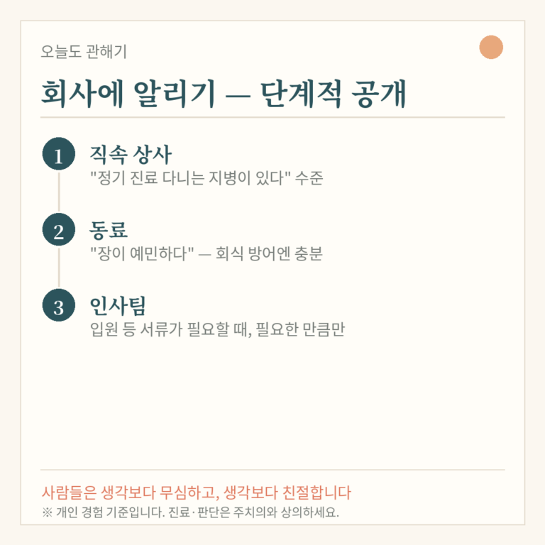 크론병 직장인의 하루 — 화장실 문제, 그리고 회사에 알릴까 말까